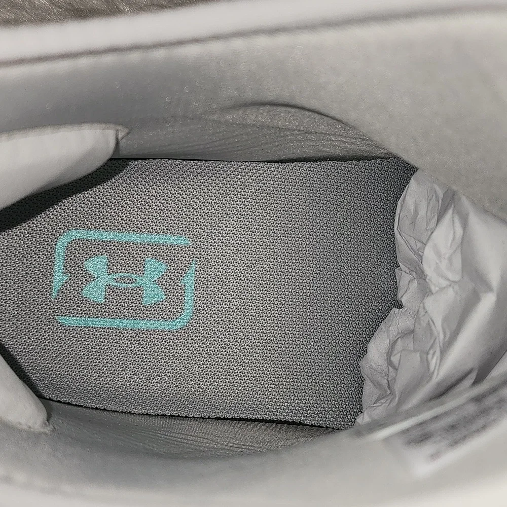 Under Armour Light Gray Ankle Boots with Teal Accents Brand New